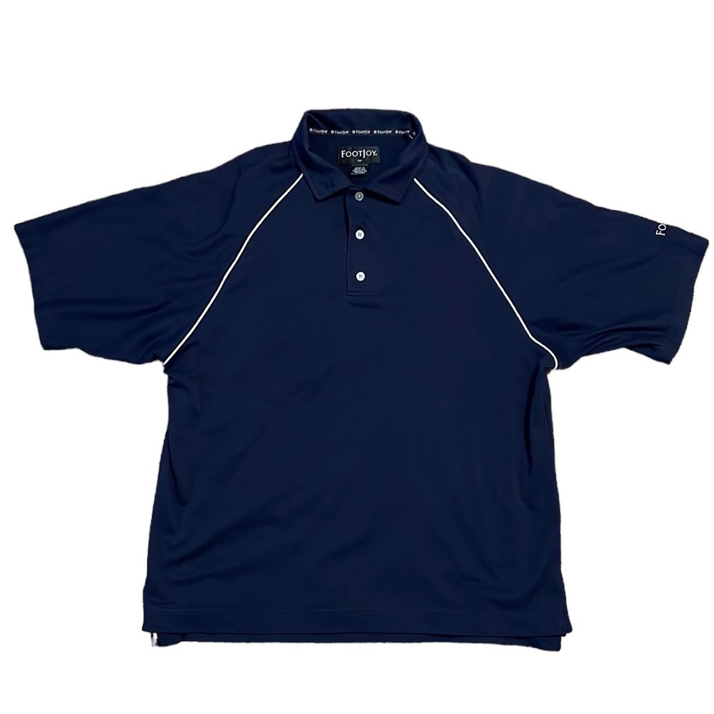 FOOTJOY Men’s Polo Golf Shirt Short Sleeves Navy & White Size Medium